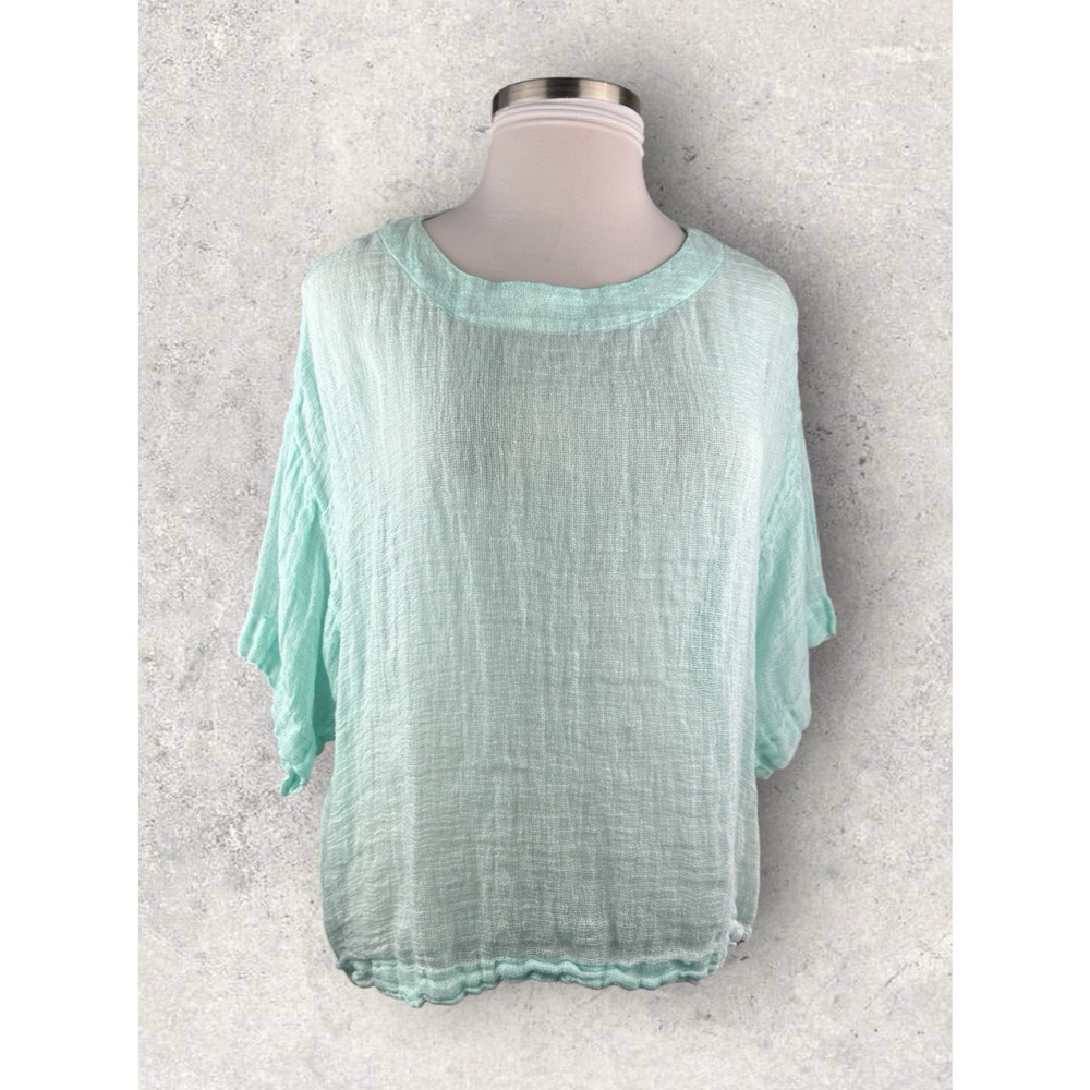 ✨2/$20 J. Jill Linen Mint Green Open Sheer Top Lagenlook Beachy Plus Size 1X - Picture 2 of 14
